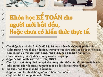 Khóa học KẾ TOÁN dành cho người mới bắt đầu, chưa có kiến thức thực tế 0