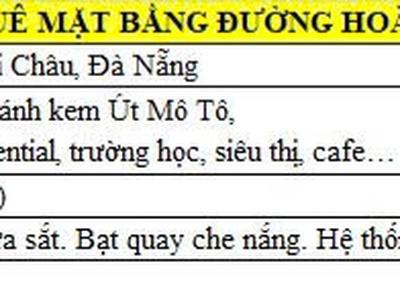 Chính chủ cho thuê mặt bằng đường Hoàng Diệu, trung tâm thành phố Đà Nẵng 0