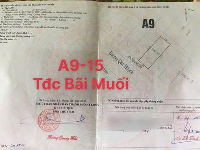 Bán A9-15 Đất TĐC Bãi Muối.P.Cao Thắng. DT:67.5m2,MT:5m.H:ĐB 3
