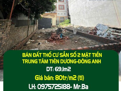 Bán đất thổ cư sẵn sổ 2 mặt tiền trung tâm tiên dương-đông anh 0