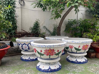 Cơ sở chậu hoa Thế Sơn - chậu hoa dán sành sứ - chậu khảm sành - cẩn miễng 17