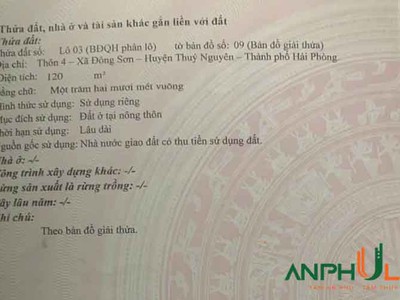 Cần bán lô đất đẹp khu phân lô phường Trần Hưng Đạo   xã Đông Sơn , TP Thủy Nguyên 2