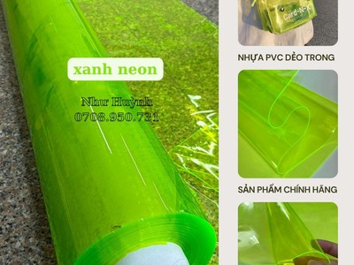 Màng nhựa pvc khổ lớn trong suốt - xanh neon 0