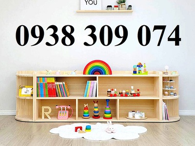 Kệ gỗ montessori mầm non 1m2, kệ đồ chơi montessori 2
