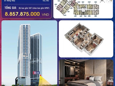 Mở bán căn hộ cao cấp full nội thất, tầng thấp, diện tích 103m2 thiết kế 3 phòng ngủ với các phòng 0