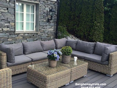 Sofa góc mây nhựa 3