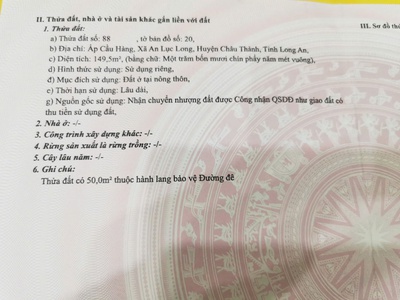 Chính chủ cần bán gấp 2 nền đất thổ 100. tại châu thành, tỉnh long an. 0