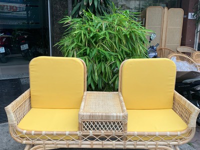 Băng ghế mây ngồi cafe decor 0