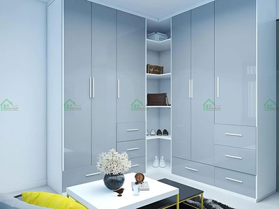 Tủ Quần Áo Acrylic Bóng Gương Chữ L Hiện Đại TAR41 - Tiện Nghi, Sang Trọng   Nội Thất Bảo Nam 0