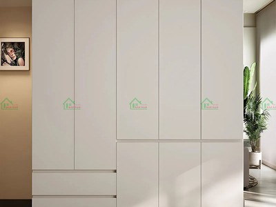 Tủ Quần Áo Gỗ MDF TA76 - Màu Trắng Hiện Đại, Kịch Trần, 100 Gỗ An Cường 0
