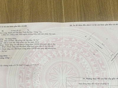  cần bán lô đất đẹp   diện tích 1.008 m    xã hòa long, tp. bà rịa 3
