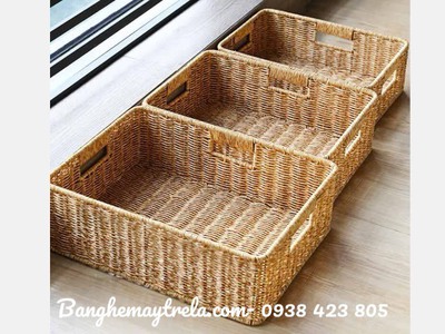 Khay đựng đồ chữ nhật giả mây 4