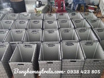 Khay đựng đồ chữ nhật giả mây 7
