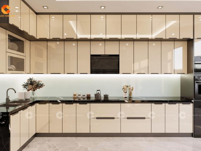 Tủ Bếp Phủ Acrylic Bóng Gương Chữ L Kịch Trần 0
