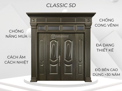 Cửa thép vân gỗ Classic 5D sang trọng, đẳng cấp 3