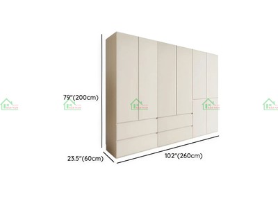 Tủ Áo MDF Melamine TA80 Màu Trắng Hiện Đại - Giá Rẻ, Tốt Nhất Tại Xưởng TPHCM 12