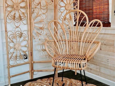 Ghế mây đọc sách chân sắt 2