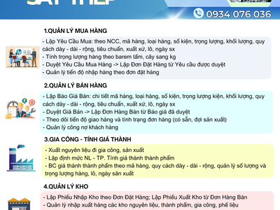 Phần mềm quản lý mua bán sắt, thép, inox 0