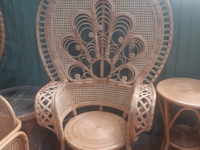 Ghế con công mây tre 0