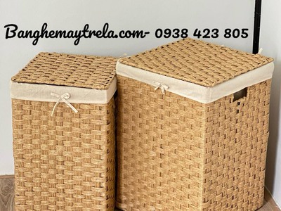 Giỏ vuông đựng đồ khách sạn giả mây 3
