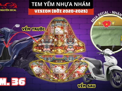 Bộ tem dán yếm vision 2020-2025 mèo thần tài   lựa chọn phong thủy cho xe đẹp 0
