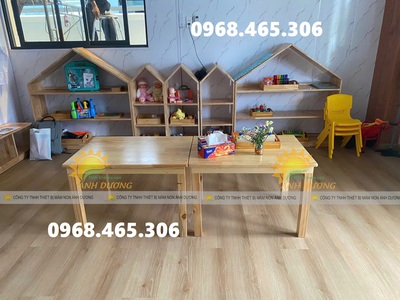 Bàn gỗ mầm non, ghế gỗ mầm non chất lượng cao 1