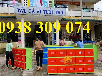 Tủ nhựa đựng cặp mầm non, tủ nhựa đựng cặp balo trẻ em TN 3