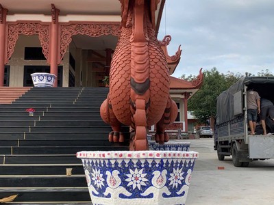 Chậu hoa dán sành sứ - chậu khảm sành - cẩn miễng 0