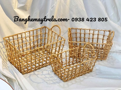 Khay đựng đồ chữ nhật mây tre 5