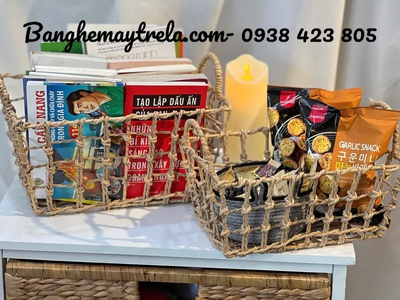 Khay đựng đồ chữ nhật mây tre 7