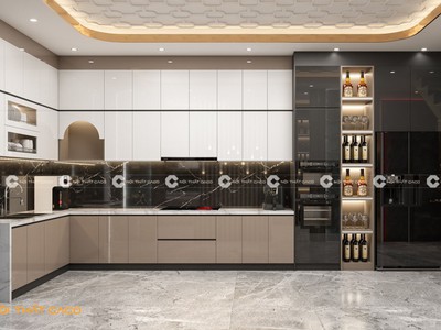 Tủ bếp Acrylic Dễ Dàng Vệ Sinh Và Chịu Nhiệt 1
