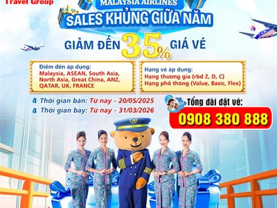 Malaysia Airlines sales khủng giữa năm giảm đến 35 giá vé 0