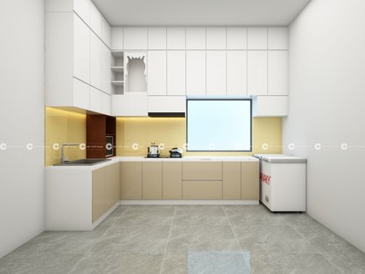 Tủ bếp gỗ công nghiệp MDF chuẩn hiện đại, tiện nghi 1