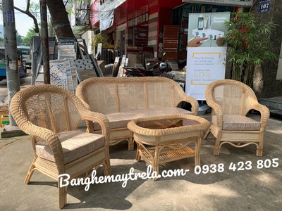 Bàn ghế sofa mây mắt cáo 1
