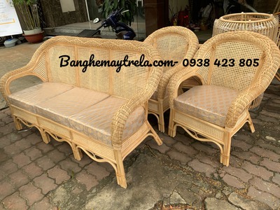 Bàn ghế sofa mây mắt cáo 2