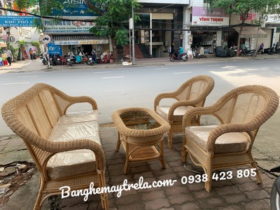 Bàn ghế sofa mây mắt cáo 5