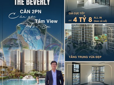Bán gấp căn góc 2pn be, view nội khu hồ bơi, tầng trung vừa đẹp, giá cực tốt chỉ 4tỷ8 bao cả sổ 0