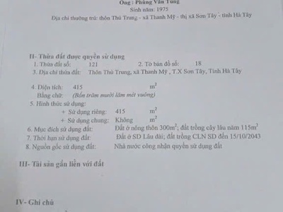 Sở hữu ngay lô đất đẹp - giá tốt - vị trí đắc địa tại xã thanh mỹ, tx sơn tây, tphn 0