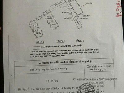 Bán nhà khu phố bùi viện q 1nhà 3 lầu sổ cn 25m hẻm đẹp giá 4,65 tỉ tl 3