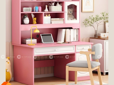 Bàn Học Trẻ Em Gỗ Công Nghiệp Màu Hồng Hiện Đại 1