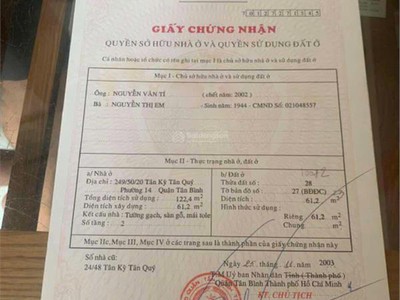 Bán nhà 2 t btct 61m2 nguyễn quý anh, p,tsn q.tp giá 5.8 tỷ cc 2