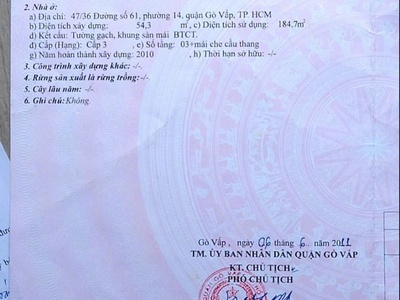 Bán nhà 1 trệt 3 lầu 64m2, 4pn, dòng tiền 13tr/tháng hẻm 6m tại đ.lê văn thọ, p.14, q.gò vấp 1