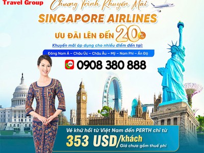 Tháng 5 bùng nổ ưu đãi cùng Singapore Airlines bay tiết kiệm đến 20 0