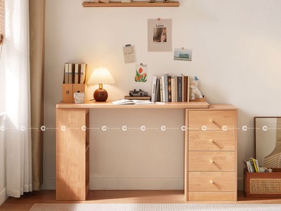 Bàn Học Trẻ Em Gỗ MDF Màu Vàng Vân Gỗ Thanh Lịch 3