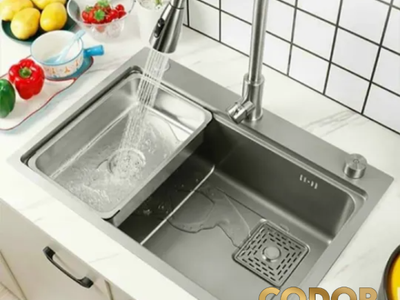 Chậu Rửa Chén 1 Hộc Nano Xám Kèm Vòi Dây Rút CODOR C30X 0