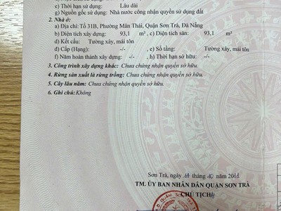 Bán đất mặt tiền trần duy chiến, sơn trà, đà nẵng. đường 10m5 gần biển, khu vực kinh doanh dịch vụ 1