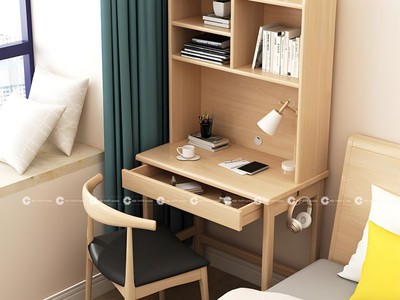 Bàn Học Trẻ Em Gỗ Cao Su Có Kệ Sách Thông Minh 2