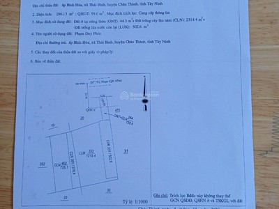 Bán lô đất 2861m2 đường 781, xã thái bình, châu thành, tây ninh 1