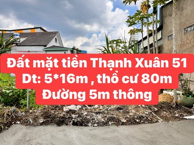 Đất 5x16m mặt tiền thạnh lộc 51, gần hà huy giáp, chợ đường, giá rẻ 3