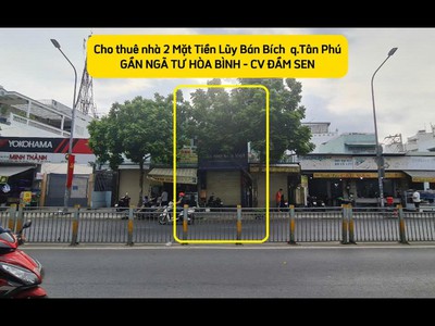 Cho thuê nhà 2 mặt tiền lũy bán bích 68m , 2lầu - gần ngã tư hòa bình 0